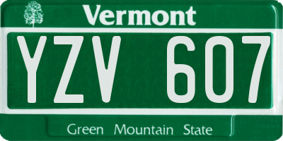 VT license plate YZV607