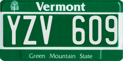 VT license plate YZV609