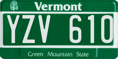 VT license plate YZV610