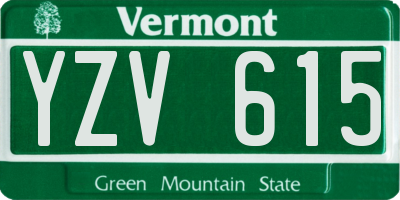 VT license plate YZV615