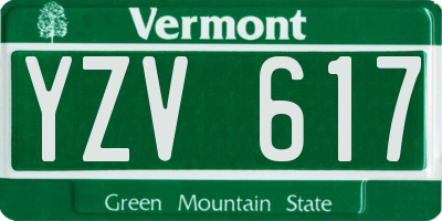 VT license plate YZV617