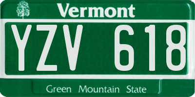VT license plate YZV618