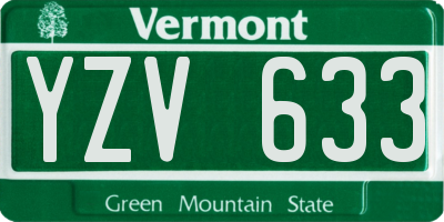 VT license plate YZV633