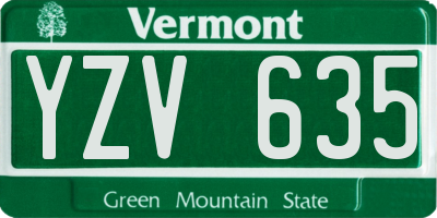 VT license plate YZV635
