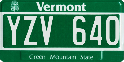 VT license plate YZV640