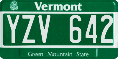 VT license plate YZV642