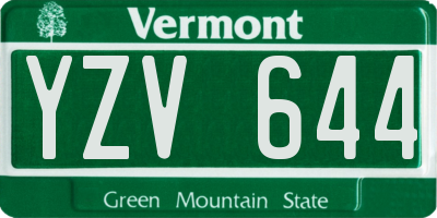VT license plate YZV644