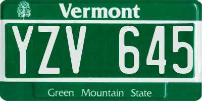 VT license plate YZV645