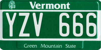 VT license plate YZV666