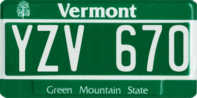 VT license plate YZV670