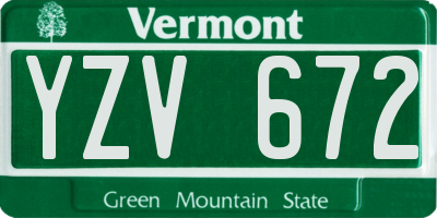 VT license plate YZV672