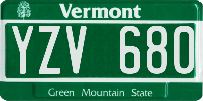 VT license plate YZV680