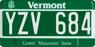 VT license plate YZV684
