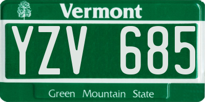 VT license plate YZV685