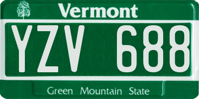 VT license plate YZV688