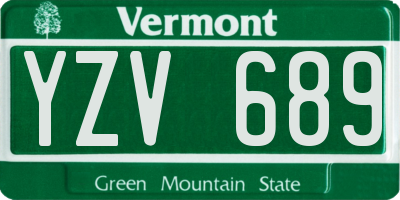 VT license plate YZV689