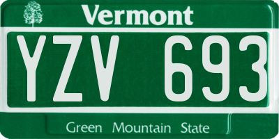 VT license plate YZV693