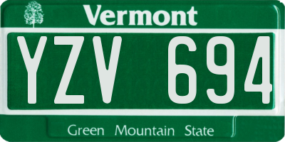 VT license plate YZV694