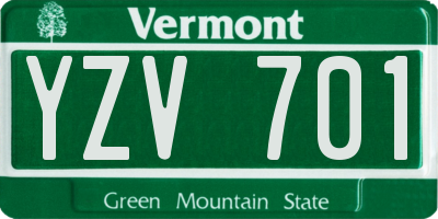 VT license plate YZV701