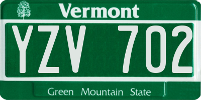 VT license plate YZV702