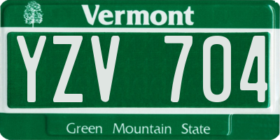 VT license plate YZV704