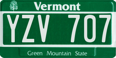 VT license plate YZV707