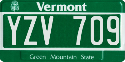 VT license plate YZV709