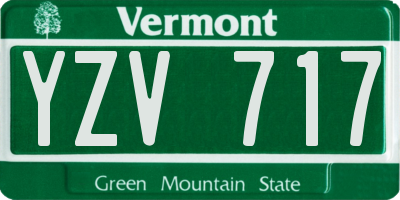 VT license plate YZV717