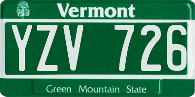 VT license plate YZV726