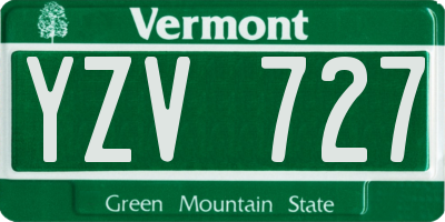 VT license plate YZV727