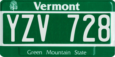 VT license plate YZV728