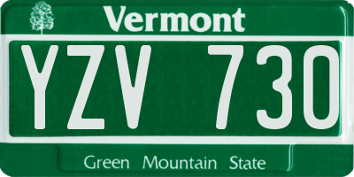 VT license plate YZV730