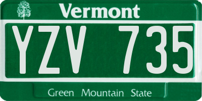VT license plate YZV735