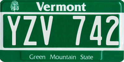 VT license plate YZV742