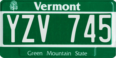VT license plate YZV745