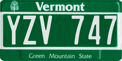 VT license plate YZV747