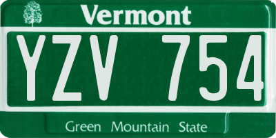 VT license plate YZV754