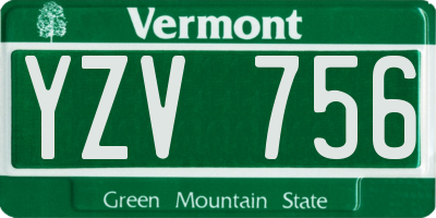 VT license plate YZV756