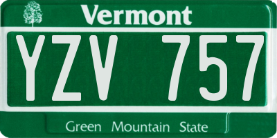 VT license plate YZV757