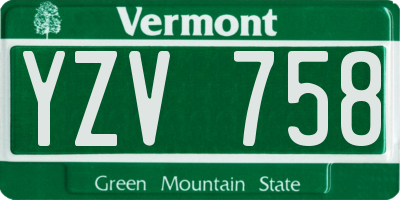 VT license plate YZV758