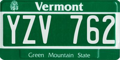 VT license plate YZV762