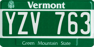 VT license plate YZV763