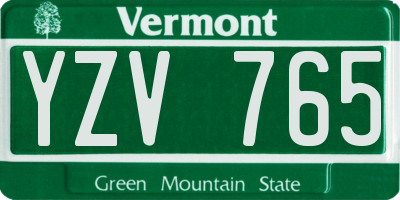 VT license plate YZV765