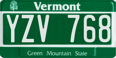 VT license plate YZV768