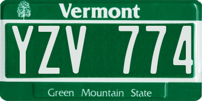 VT license plate YZV774