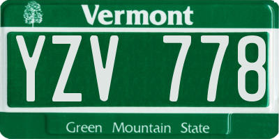 VT license plate YZV778
