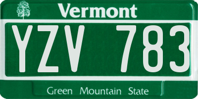 VT license plate YZV783
