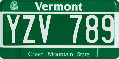VT license plate YZV789
