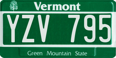 VT license plate YZV795