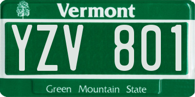 VT license plate YZV801
